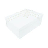 White Gift Boxes with Lids and Fixed Ribbon Bow Tie, 225x160x85 mm Small Gift Boxes for Presents, Luxury Sturdy Foldable Cardboard Box with Lids (Pack of 1)